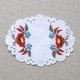 ハンガリー　刺繍ミニドイリー　赤い花・白いフチ　B
