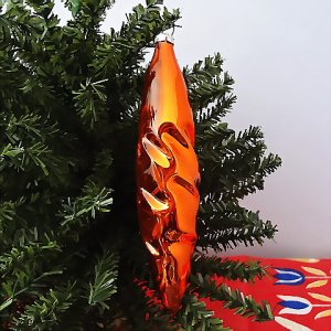 画像1: ロシア　ヴィンテージ　ガラスのクリスマスオーナメント　ロングオレンジ