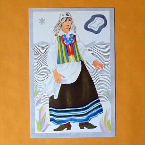 画像1: ヴィンテージカード　エストニアの民族衣装　1973　(4)