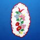 ハンガリー　ヴィンテージ　刺繍ドイリー　縦長　赤い花とパプリカ　29cm