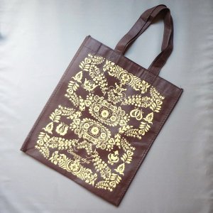 画像1: ハンガリー　不織布エコバッグ　ハンガリーの伝統刺繍・ショモジ　ブラウン