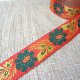 ロシア　刺繍リボン　2.5cm幅　オレンジｘ緑のお花　