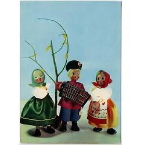 画像1: ヴィンテージポストカード　民族衣装人形・フォークソング　1968