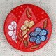 チェコのアンティークボタン　1920〜30年代　3つのお花・レッド