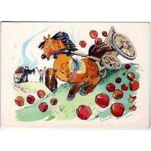 画像1: ヴィンテージポストカード　壺を積んだ馬車　1967