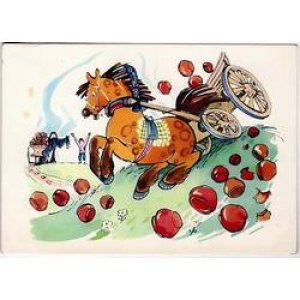画像: ヴィンテージポストカード　壺を積んだ馬車　1967