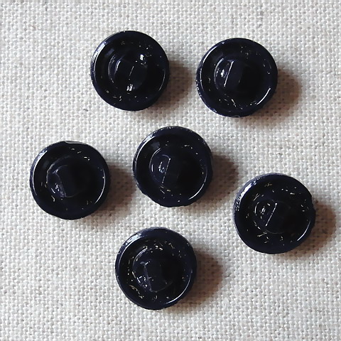 画像: チェコのヴィンテージボタン　丸型6個セット　ダークネイビー