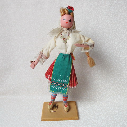 画像1: 【蚤の市】ブルガリア　ヴィンテージ人形　赤いスカート　