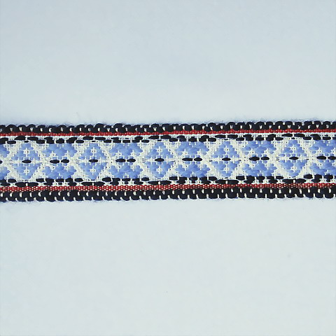 画像: エストニア　リボン　南エストニア地方伝統柄　ブルー　3cm幅