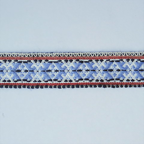 画像: エストニア　リボン　南エストニア地方伝統柄　ブルー　3cm幅