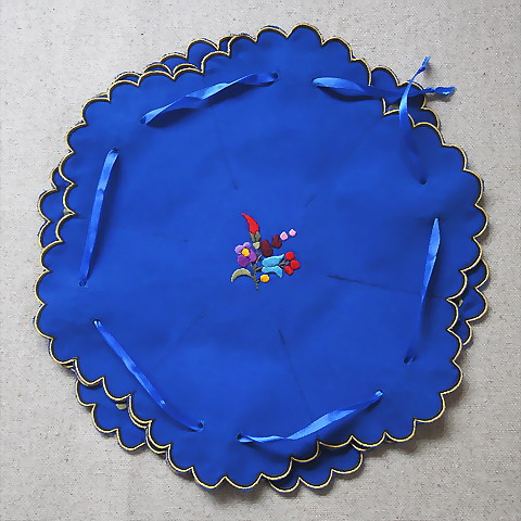 画像: ハンガリー　刺繍　ボンボン入れ　ブルー　パプリカ