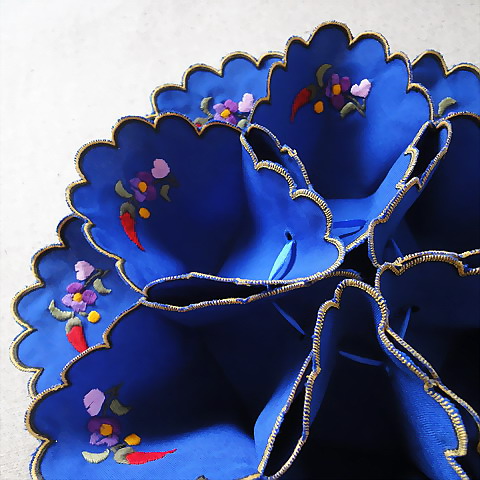 画像: ハンガリー　刺繍　ボンボン入れ　ブルー　パプリカ