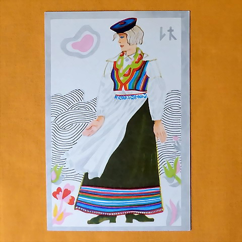 画像1: ヴィンテージカード　エストニアの民族衣装　1973　(5)