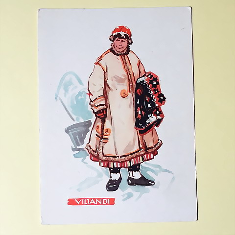 画像1: ヴィンテージポストカード　エストニアの民族衣装　VILJANDI  1960