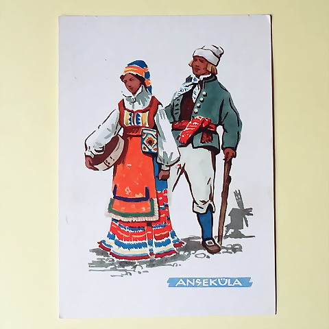 画像1: ヴィンテージポストカード　エストニアの民族衣装　ANSEKULA  1960