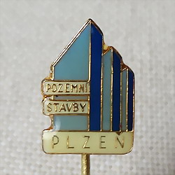 画像: チェコスロヴァキアのピン　POZEMNI STAVBY　PLZEN　ブルー