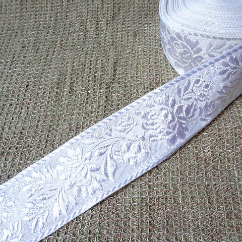 画像1: ハンガリー刺繍リボン　マチョー・トリム　ホワイトｘホワイト　3.2cm幅