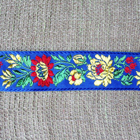 画像: ハンガリー刺繍リボン　マチョー・トリム　ブルーｘレッドxイエロー　3.2cm幅