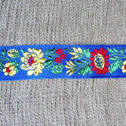 画像: ハンガリー刺繍リボン　マチョー・トリム　ブルーｘレッドxイエロー　3.2cm幅