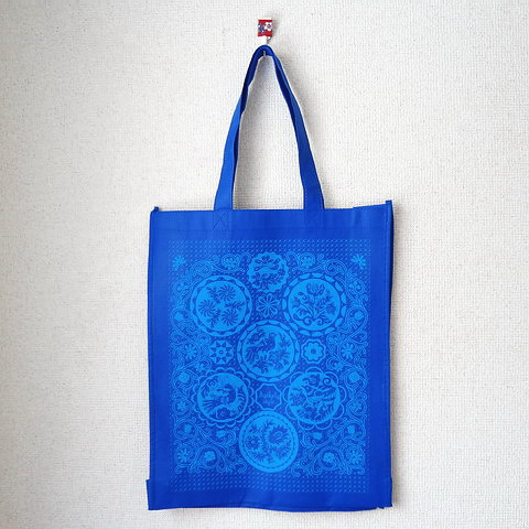 画像: ハンガリー　不織布エコバッグ　ハンガリーの伝統刺繍・セーケイ　ブルー