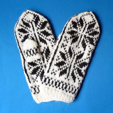 画像1: エストニア　手編みのミトン　M