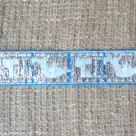 画像: ロシア　刺繍リボン　2.3cm幅　水色ｘホワイト